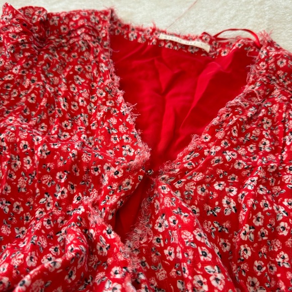 STEVIE MAY Claret Midi Wrap Floral Dress Size Large in Red - Picture 7 of 10